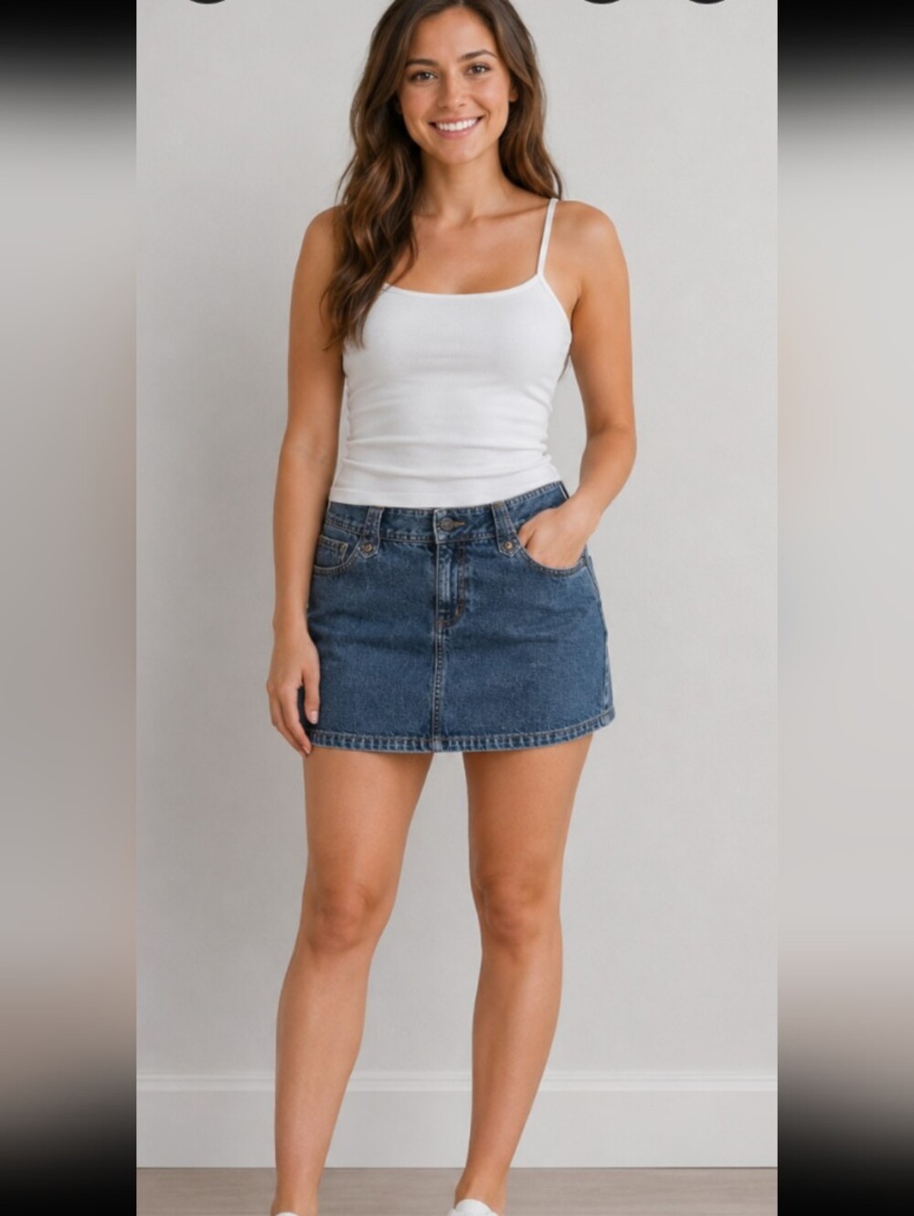 Smart Set Size 7 Cotton Denim Mini Skirt With Belt Loops Y2K